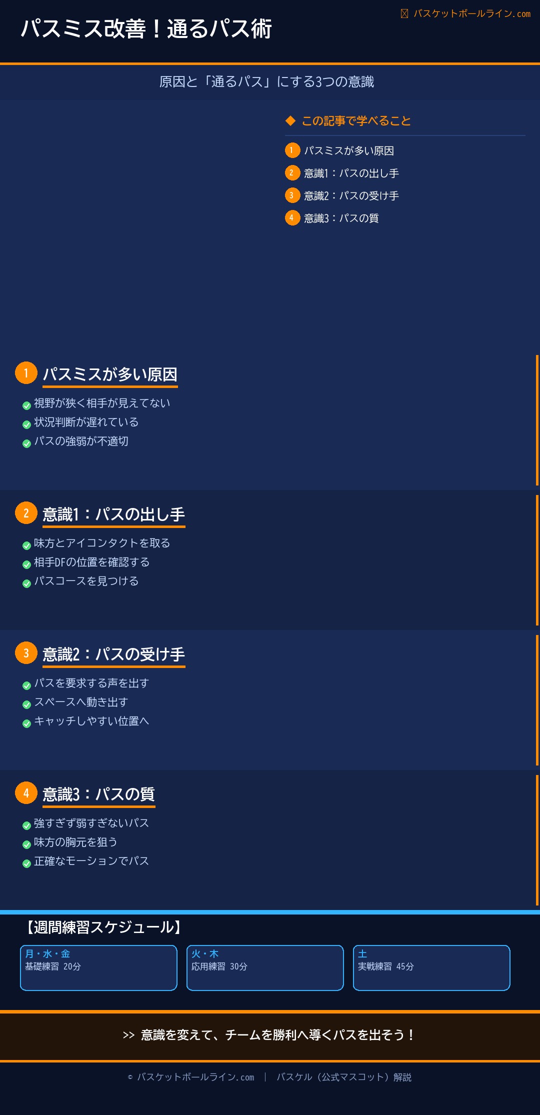 📋 パスミスが多い人へ|原因と『通るパス』にする3つの意識 練習解説インフォグラフィック
